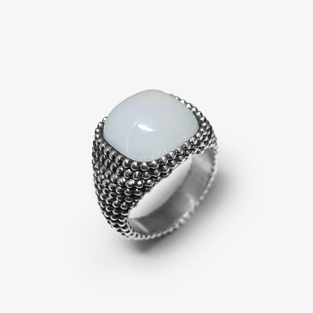 Anello Puntinato con Calcedonio Argento