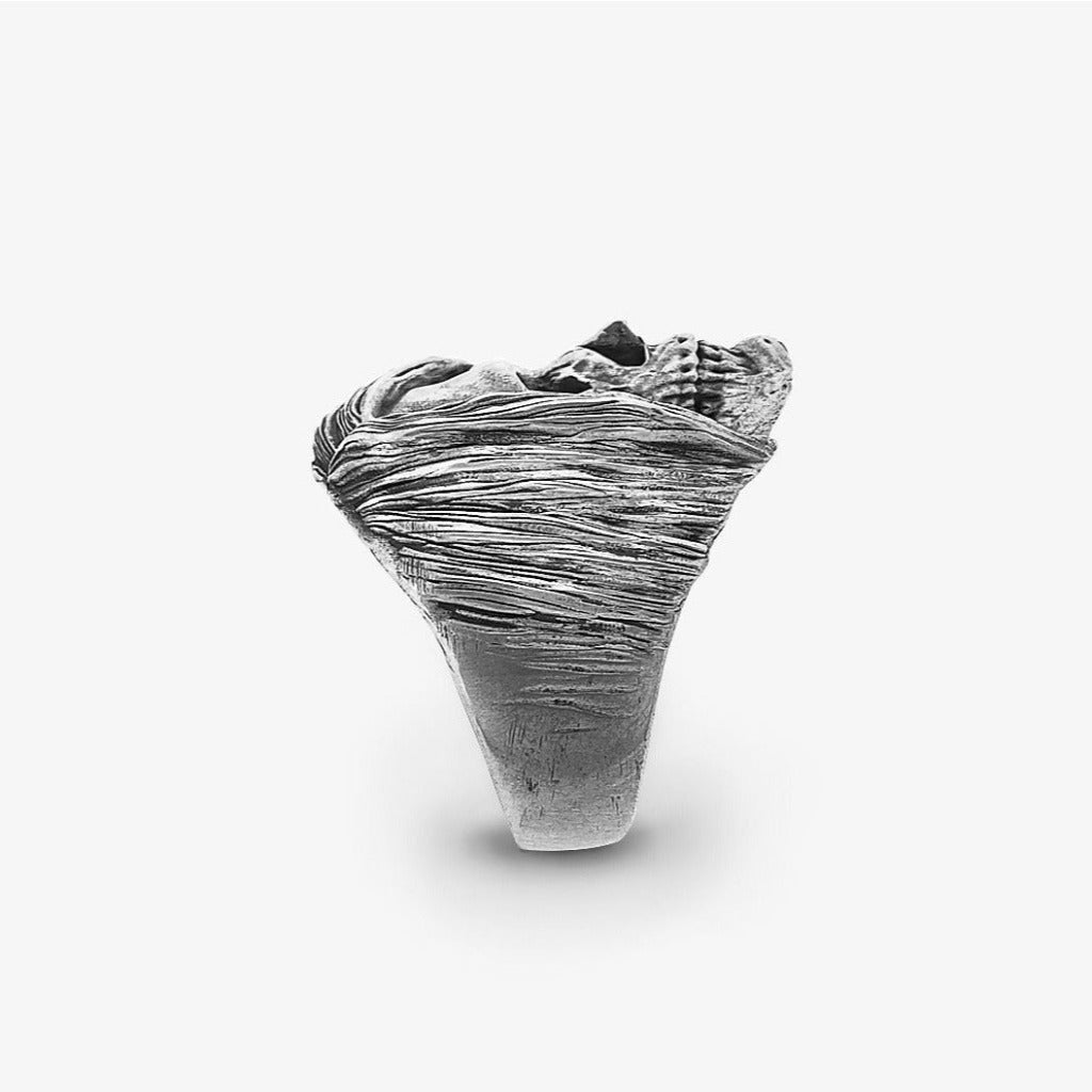Anello Kurt Cobain Metà Teschio Argento