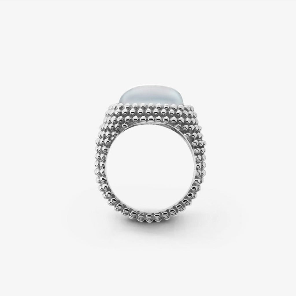 Anello Puntinato con Calcedonio Argento