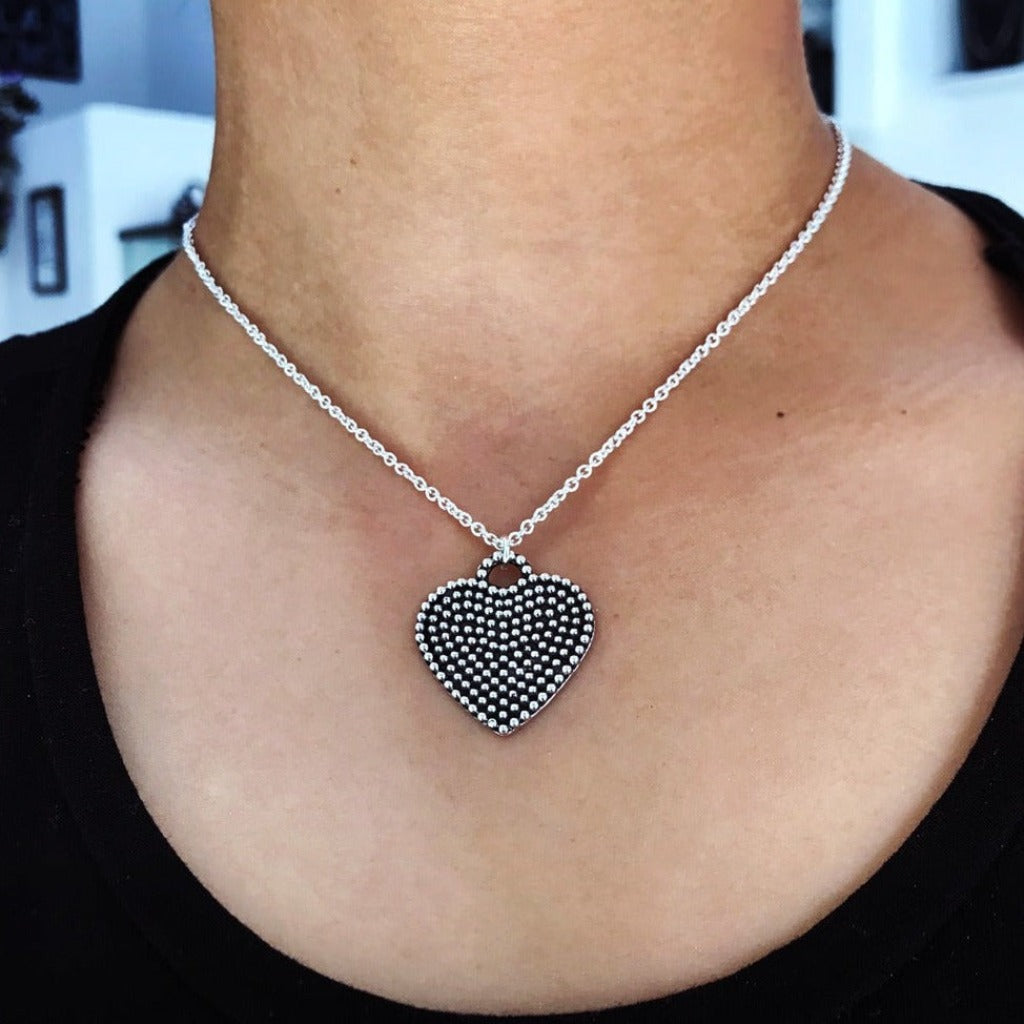 Ciondolo Puntinato Cuore 2,5 cm Argento