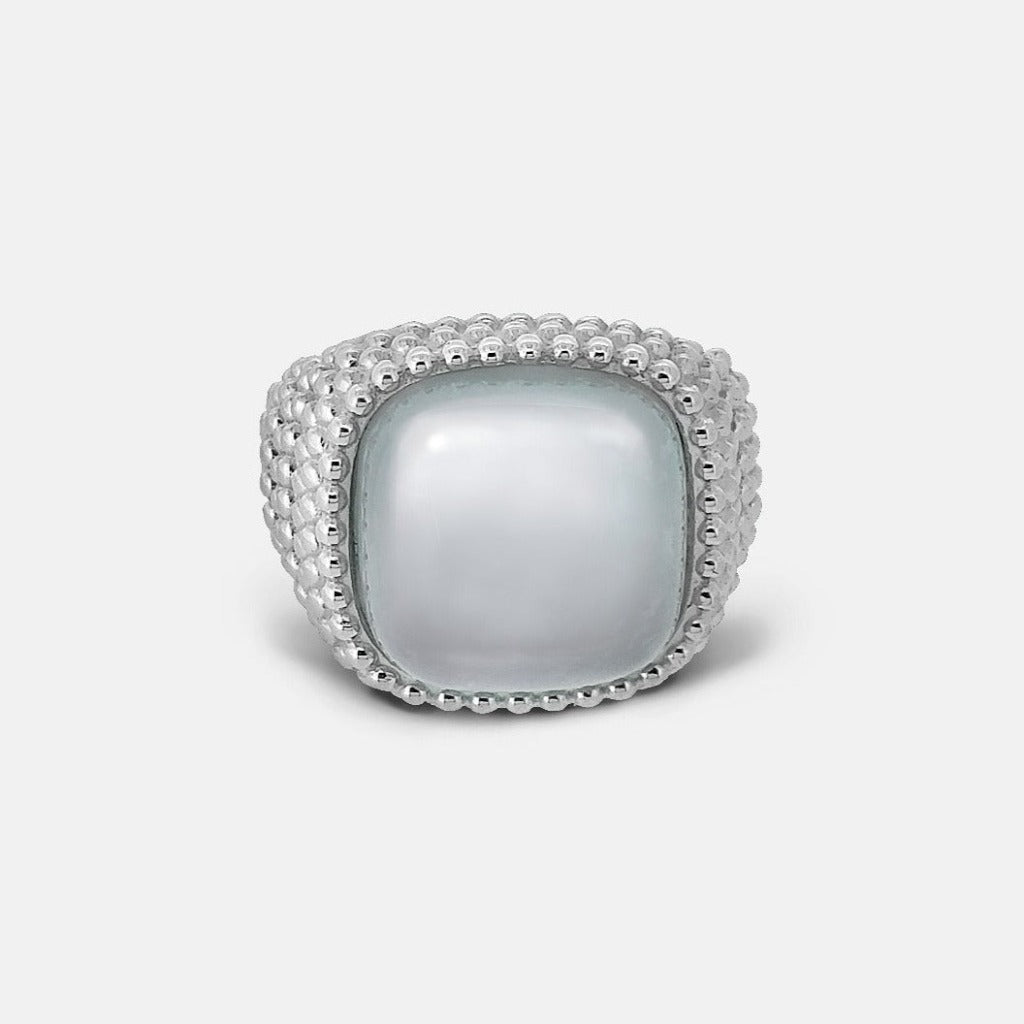 Anello Puntinato con Calcedonio Argento