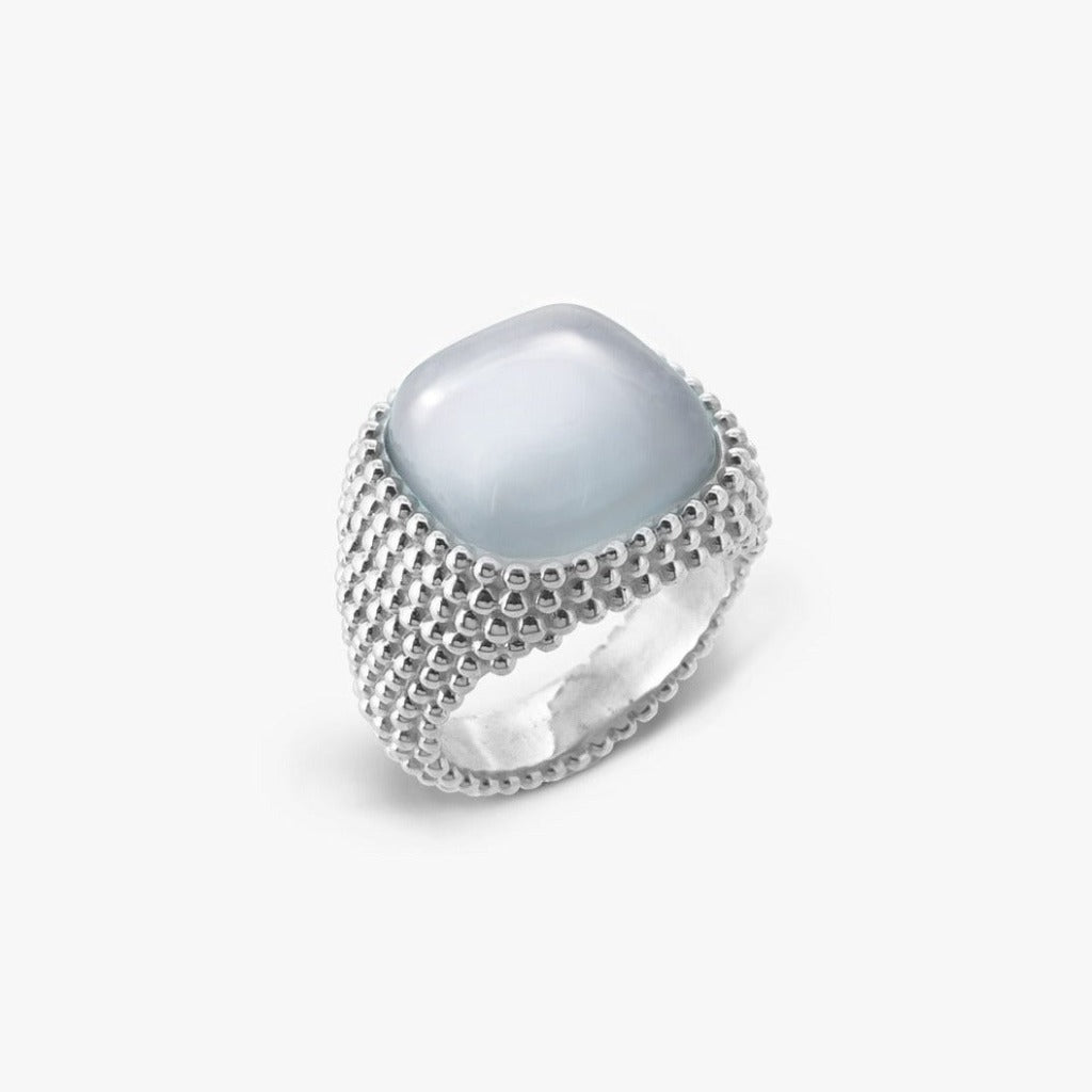 Anello Puntinato con Calcedonio Argento