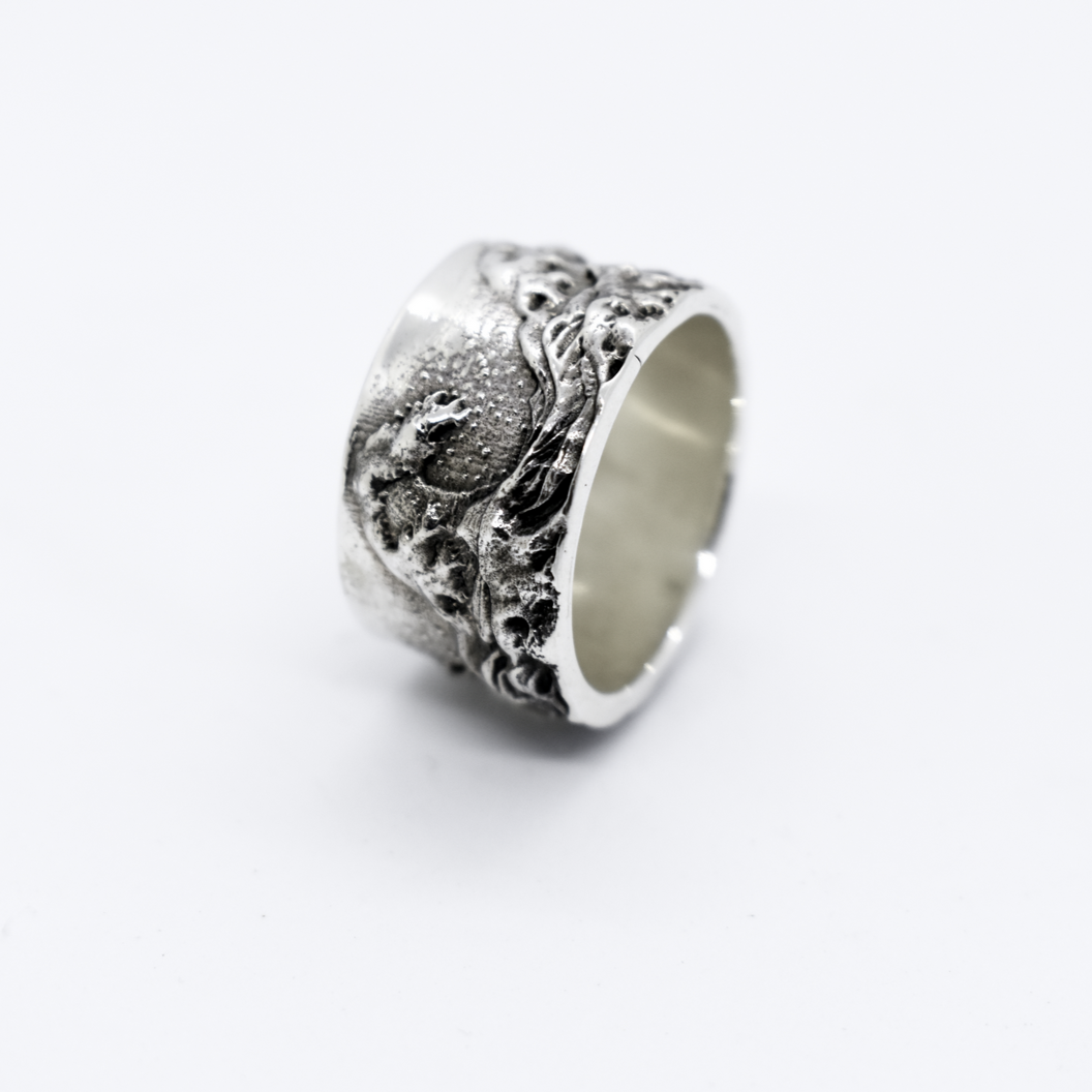 Anello Fascia Onda di Hokusai Argento