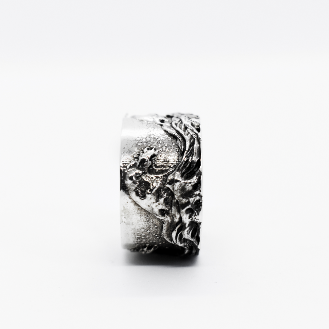 Anello Fascia Onda di Hokusai Argento