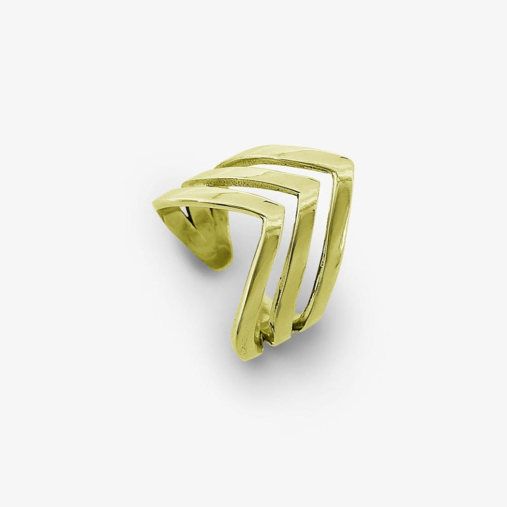 Anello Metà Dito a Punta Tripla Oro