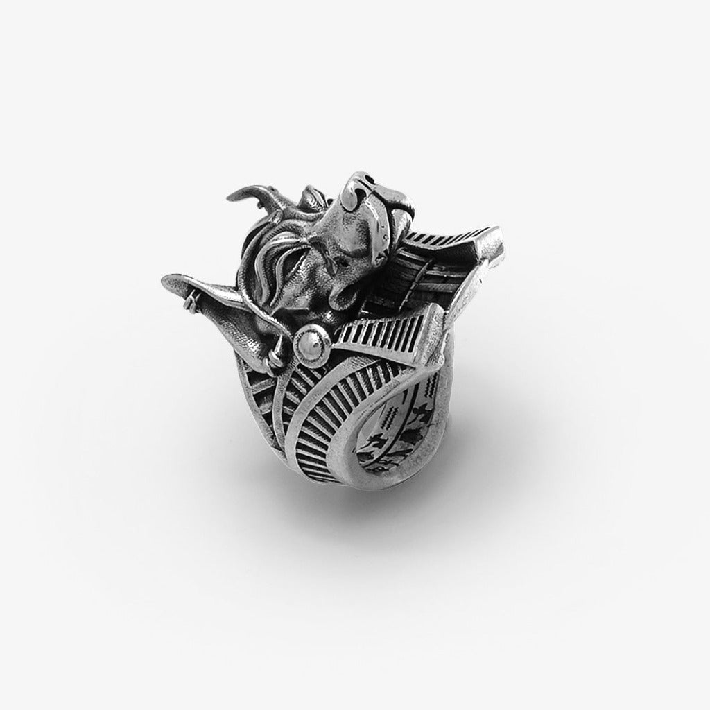 Anello Dio Anubi Big Argento - Mama Schwaz