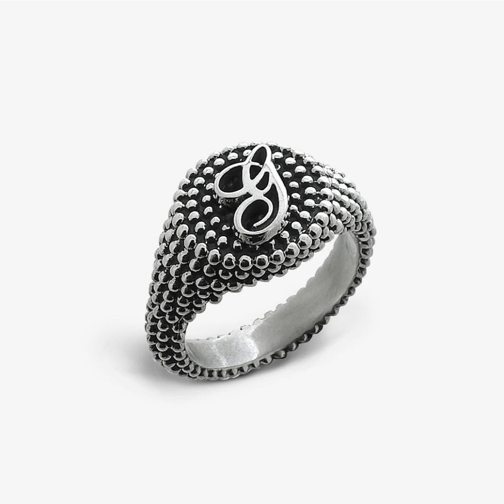 Anello Puntinato Corsivo Argento