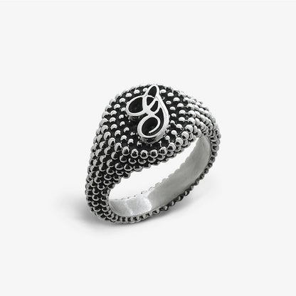 Anello Puntinato Corsivo Argento