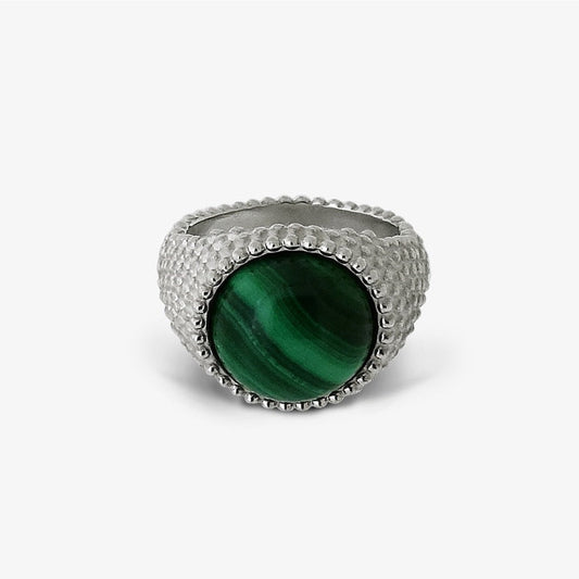 Anello Puntinato con Malachite Argento