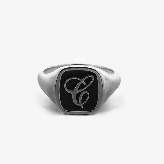 Anello Piccolo Lettera Corsiva Argento