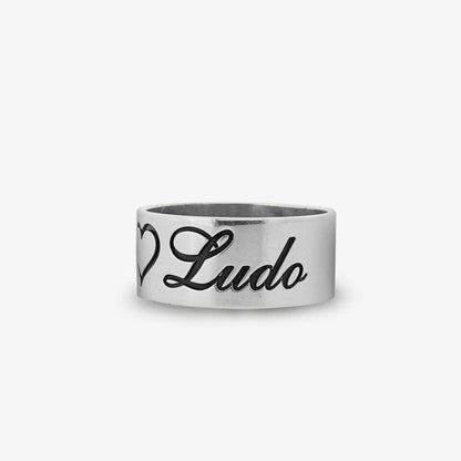 Anello Fascia personalizzabile con Incisione (due nomi e un cuore) Argento