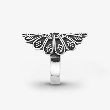 Anello Fiore Etnico Argento