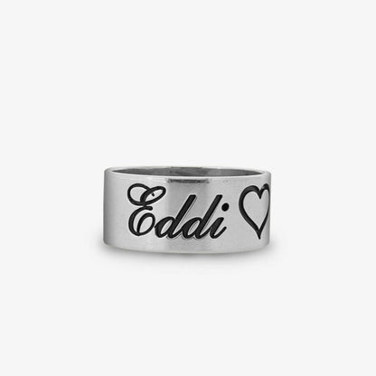 Anello Fascia personalizzabile con Incisione (due nomi e un cuore) Argento