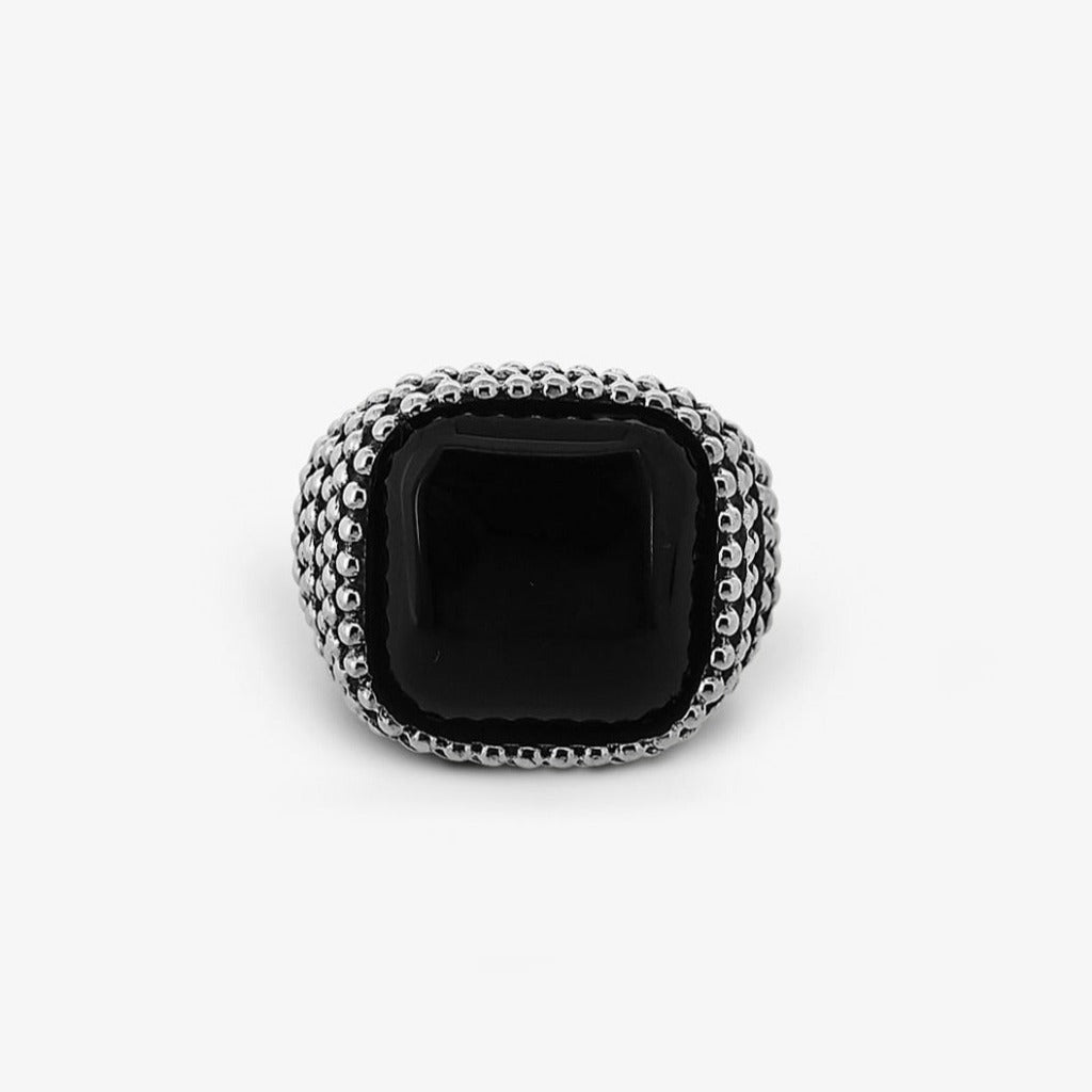 Anello Puninato con Onice Cabochon Argento
