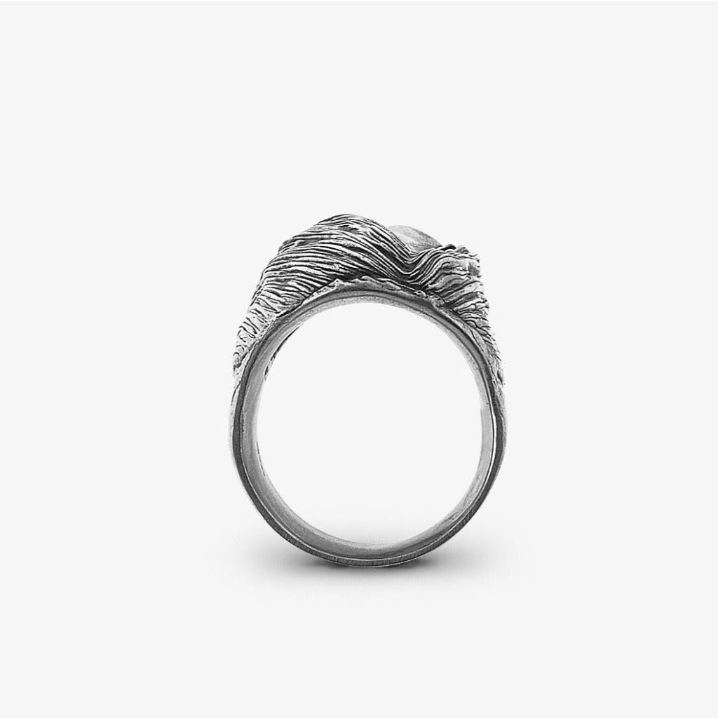 Anello Kurt Cobain Metà Teschio Argento