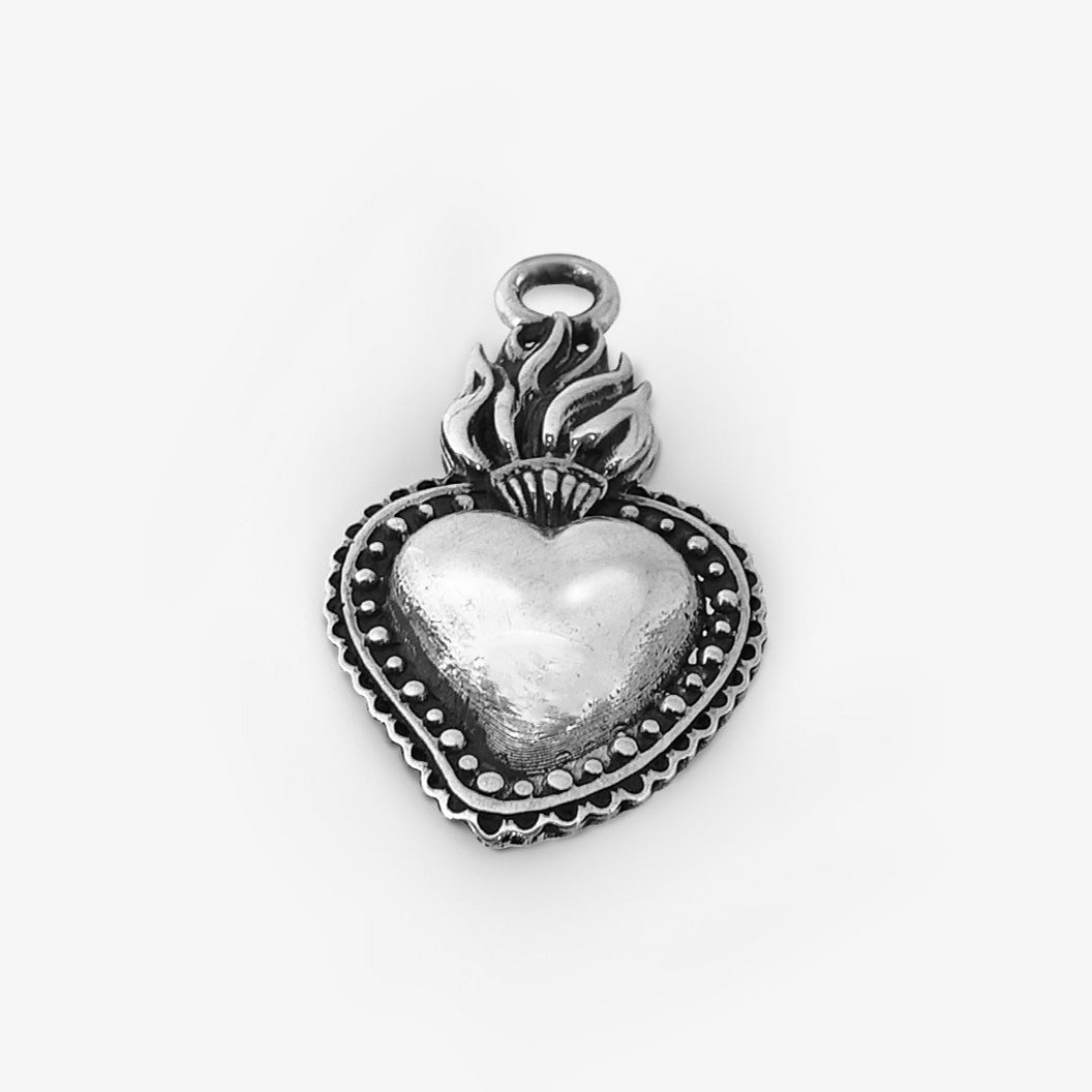 Ciondolo Cuore Sacro 3 cm Argento