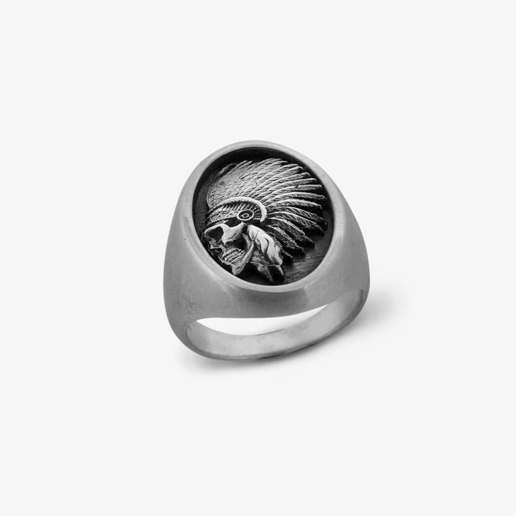 Anello Teschio Indiano Argento