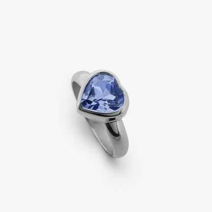 Anello Cuore Azzurro Argento