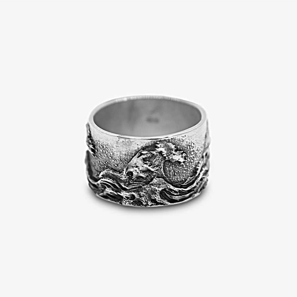 Anello Fascia Onda di Hokusai Argento