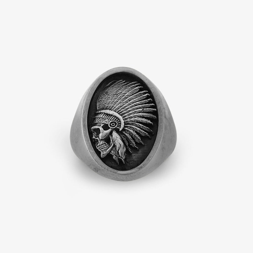 Anello Teschio Indiano Argento