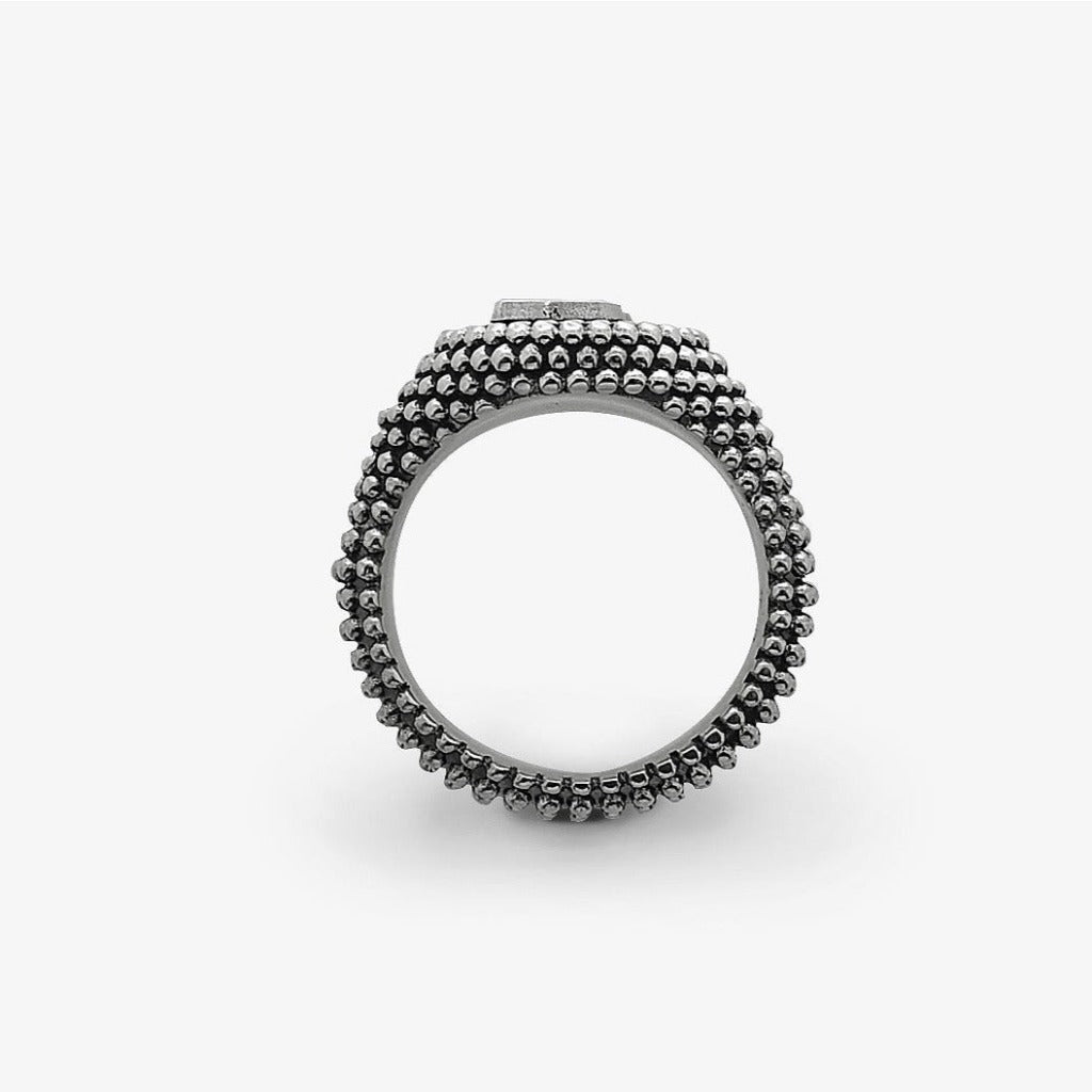 Anello Puntinato Corsivo Argento