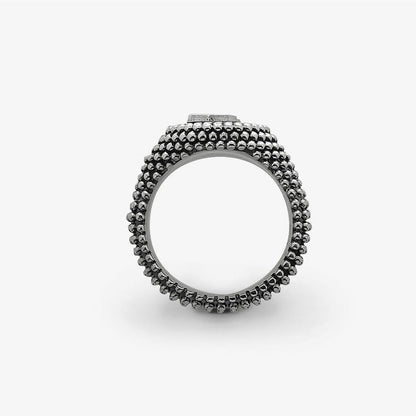Anello Puntinato Corsivo Argento
