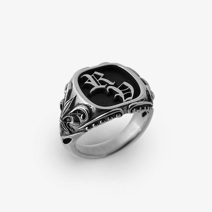 Anello Gotico con Lettere Argento