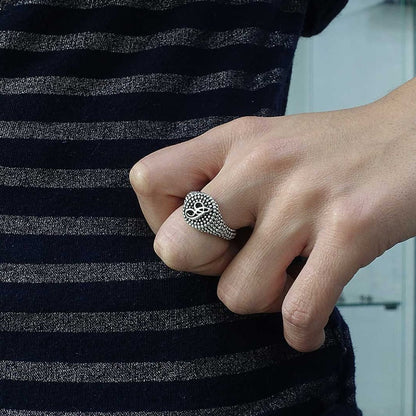 Anello Puntinato Corsivo Argento