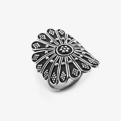 Anello Fiore Etnico Argento