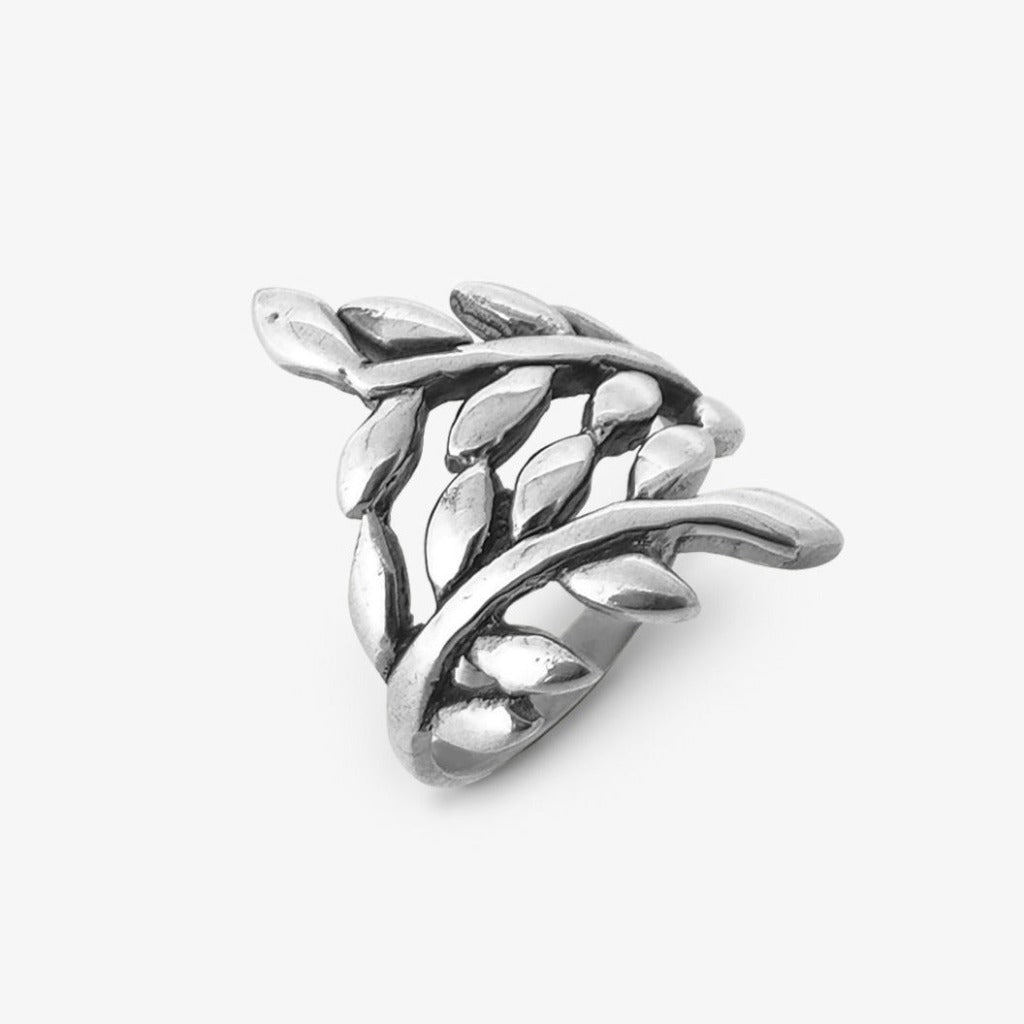 Anello Foglie Contrarié Argento