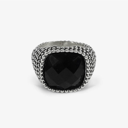Anello Puntinato con Onice Sfaccettato Argento
